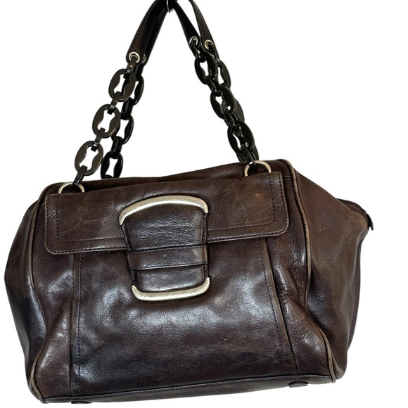 Large Boho Vintage Banana Republic Brown Leather Hobo Shoulder Bag Purse - Picture 1 of 9